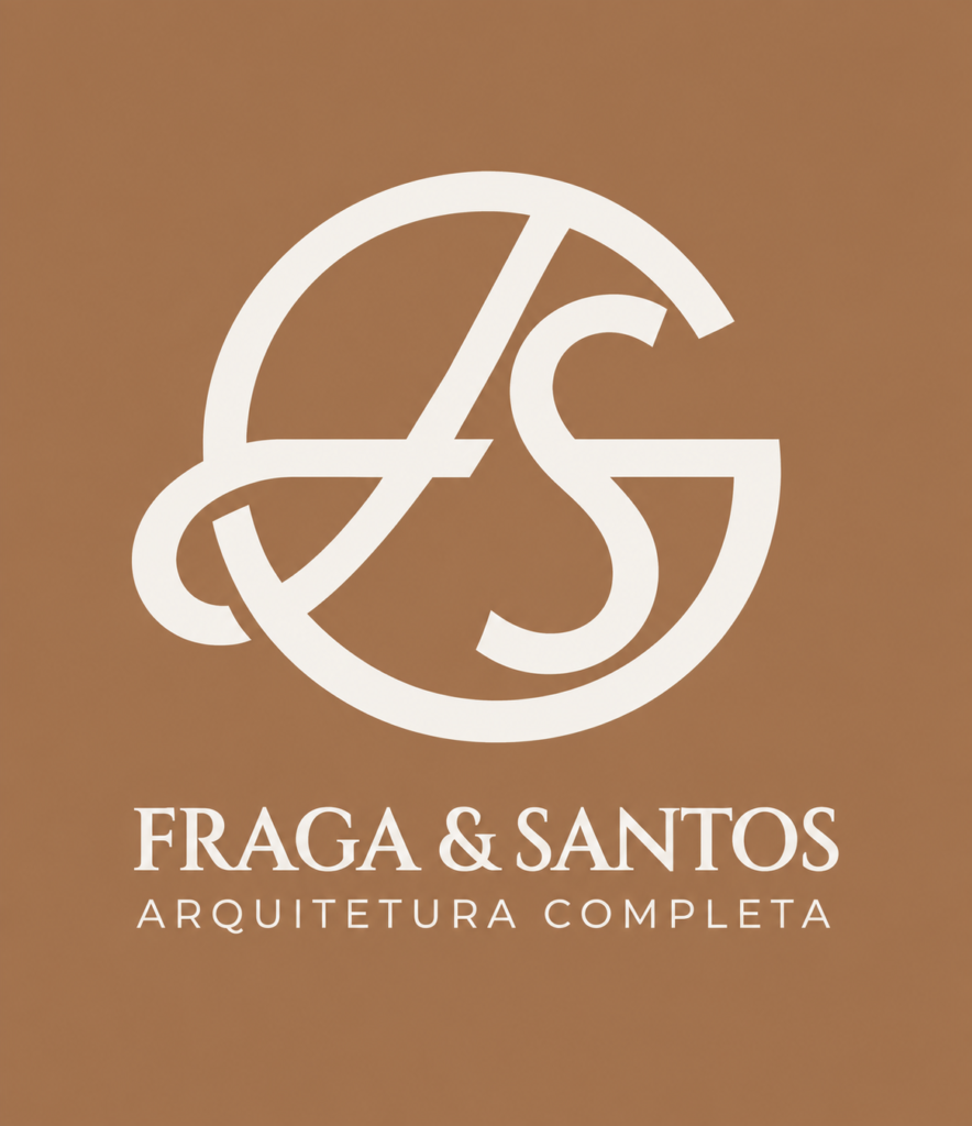 Logotipo da Fraga & Santos Arquitetura Completa, versão original em marrom, com fundo transparente.